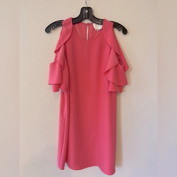 Kate Spade Crepe Cold Shoulder Dress - size S- coral pink - Picture 4 of 7